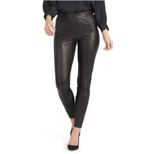 Spanx Leather Like Ankle Skinny Pants Noir Black Hi Rise 20282R S Small Pull On
